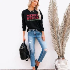 KIDDAD Merry Christmas Sweatshirt Women I'm Christmas Shirt Funny Letter Print Sweater Casual Fall Long Sleeve Tops -Xmas Mart Sales 71Y4I222fuL. AC UL1280