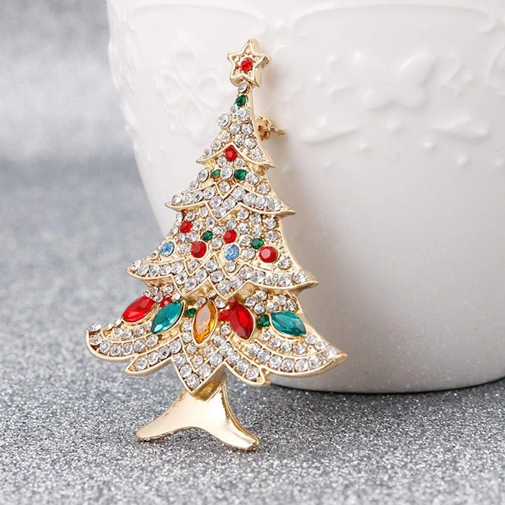 SCASTOE Vintage Colored Christmas Tree Rhinestone Brooch Pin Wedding Party Jewelry 4 SCASTOE Vintage Colored Christmas Tree Rhinestone Brooch Pin Wedding Party Jewelry - Image 2