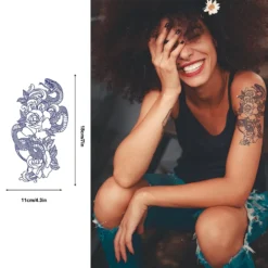 Aresvns Temporary Tattoo For Women, Semi-Permanent Tattoos Waterproof Long-Lasting 2 Weeks, Dark Blue Realistic Flower Fake Tattoos Christmas Gift -Xmas Mart Sales 71ZPBsPj7wL. SL1500