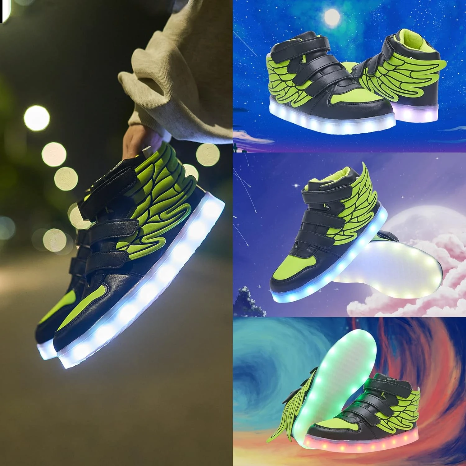 LED Light Up Shoes With Flying Wings For Boys Girls Kids Hip-Top Flashing Sneakers For Festivals, Party, Christmas, Halloween,Friend Gift With USB Charging 7 LED Light Up Shoes With Flying Wings For Boys Girls Kids Hip-Top Flashing Sneakers For Festivals, Party, Christmas, Halloween,Friend Gift With USB Charging - Image 5