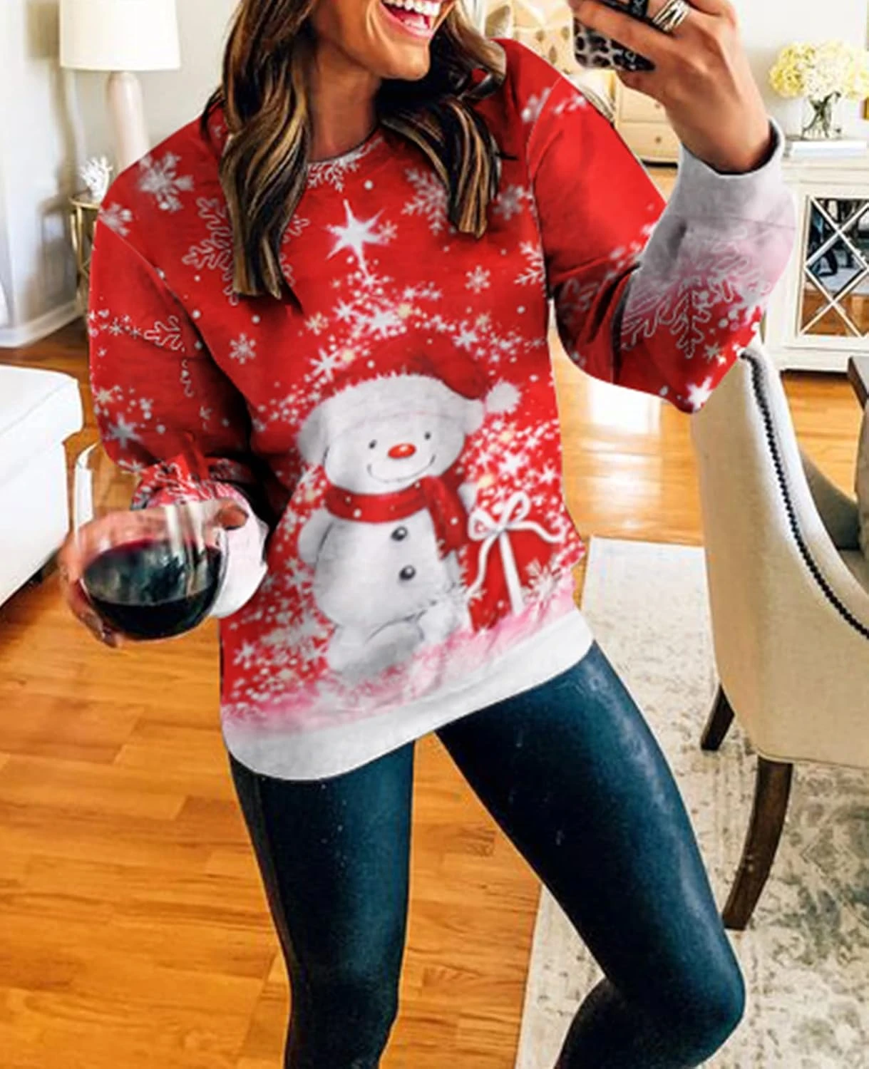 MYHALF Merry Christmas Shirt For Women Crewneck Funny Snowman Graphic Sweatshirt Casual Holiday Long Sleeve Tops 4 MYHALF Merry Christmas Shirt For Women Crewneck Funny Snowman Graphic Sweatshirt Casual Holiday Long Sleeve Tops - Image 2