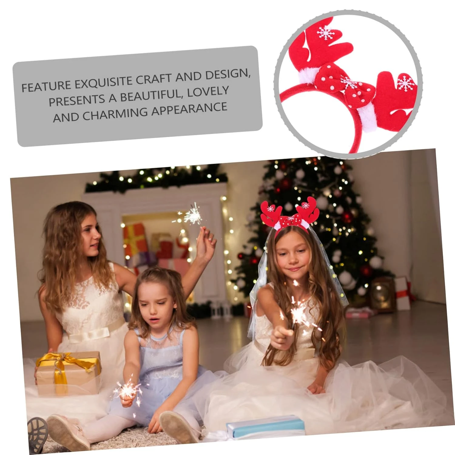 FOMIYES 1 Set Veil Bow Bride Hair Piece Girls Headband Bridal Veils For Wedding Reindeer Costume Headdress Antler Hairband Xmas Headband For Girls Mesh Christmas Girls Veil Headpiece Ear 5 FOMIYES 1 Set Veil Bow Bride Hair Piece Girls Headband Bridal Veils For Wedding Reindeer Costume Headdress Antler Hairband Xmas Headband For Girls Mesh Christmas Girls Veil Headpiece Ear - Image 3