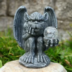 MIBUNG Large Gargoyle Statue Holding Magic Orb With Solar Lights, Halloween Outdoor Decor, Gargoyle Monster Garden Guardian Gothic Creep Scary Sculpture, Patio Yard Lawn Decoration,Gift For Christmas -Xmas Mart Sales 71aqZ0srbAL. AC SL1500