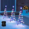 Juegoal Lighted Spiral Christmas Trees 3 Pcs, 15 Inch Outdoor Light Up Xmas Pathway Markers With Colorful Lights, 8 Modes & Timer, Battery Powered Christmas Path Lights For Patio Yard Walkway Driveway