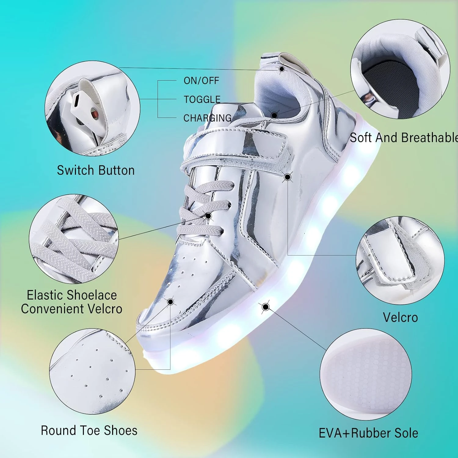 YIQIZQ Led Light Up Shoes For Kids High Top Sneakers For Boys Girls Low-Top Dancing Shoes For Halloween Christmas Party With USB Charging 5 YIQIZQ Led Light Up Shoes For Kids High Top Sneakers For Boys Girls Low-Top Dancing Shoes For Halloween Christmas Party With USB Charging - Image 3