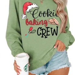 Noffish Women Christmas Sweatshirt Cookie Baking Crew Shirt