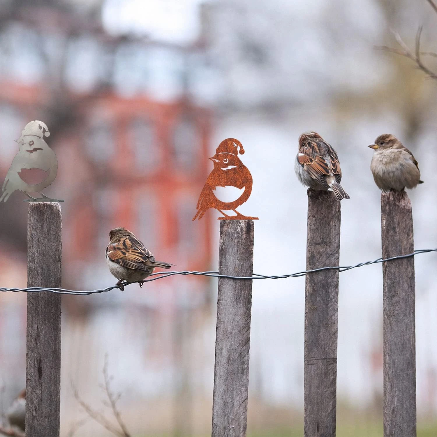 Reagia Metal Bird Decoration With Christmas Hat, Robin Statue Metal Garden Birds Outdoor Decor Garden Bird Ornaments Perfect Robin Gifts For Garden, Trees, And Fences (Christmas Hat) 9 Reagia Metal Bird Decoration With Christmas Hat, Robin Statue Metal Garden Birds Outdoor Decor Garden Bird Ornaments Perfect Robin Gifts For Garden, Trees, And Fences (Christmas Hat) - Image 7