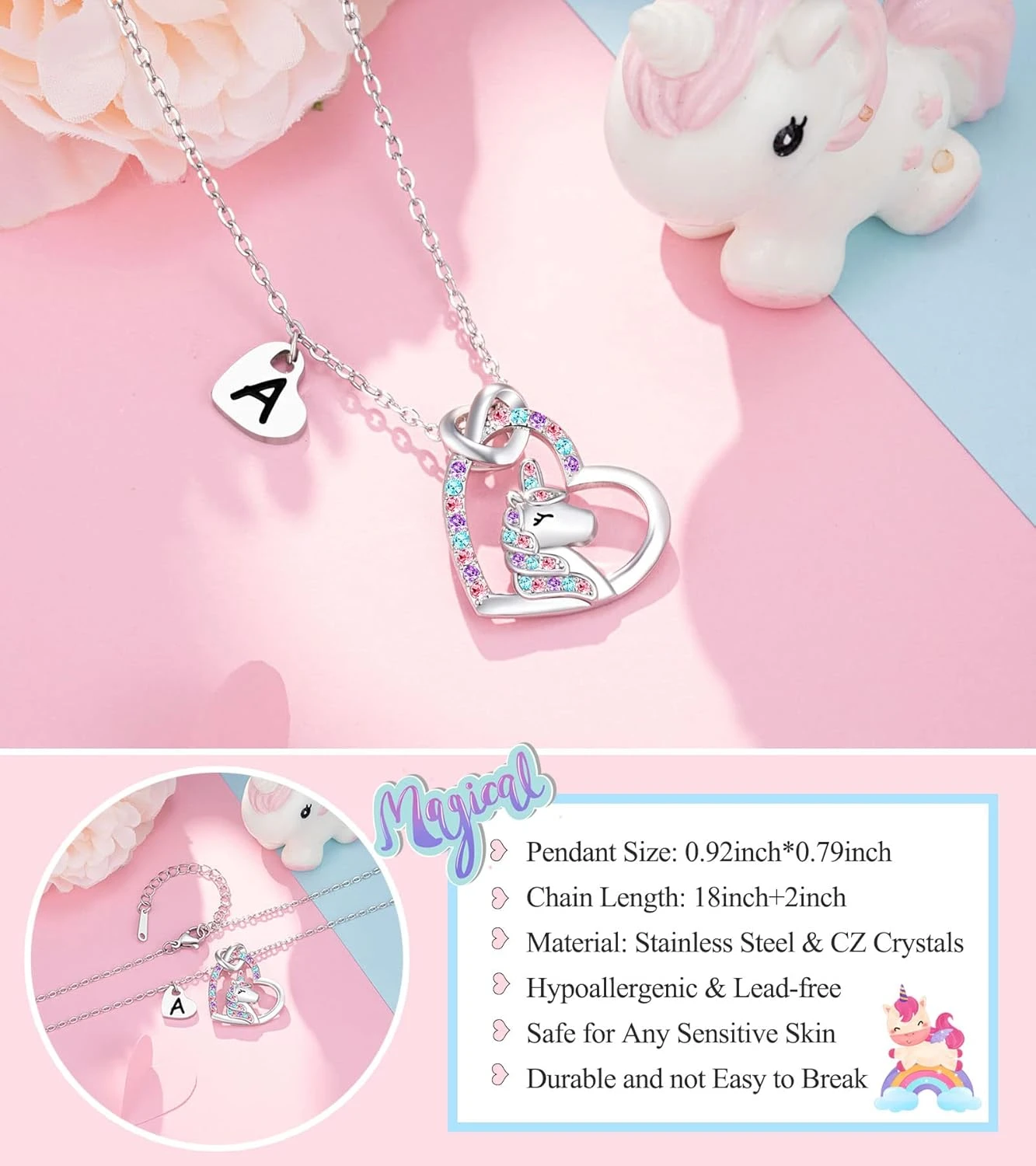 UNGENT THEM Silver Unicorn Letter Initial Necklaces For Girls Birthday Christmas Valentines Day Gifts 6 UNGENT THEM Silver Unicorn Letter Initial Necklaces For Girls Birthday Christmas Valentines Day Gifts - Image 4