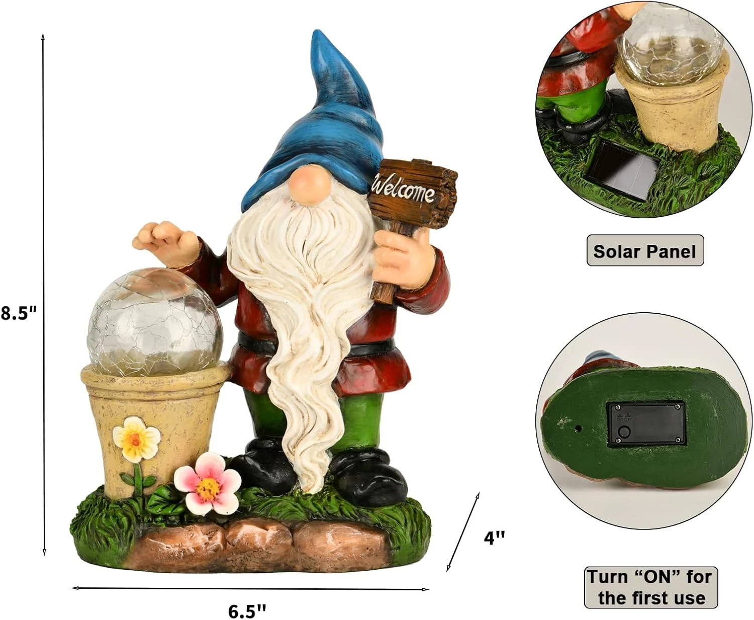DiliComing Garden Gnomes Outdoor Statues - Gnome Decorations For Home, Christmas Resin Gnome Figurine With Solar Light, Yard Gnome Ornament, For Thanksgiving And Christmas 7 DiliComing Garden Gnomes Outdoor Statues - Gnome Decorations For Home, Christmas Resin Gnome Figurine With Solar Light, Yard Gnome Ornament, For Thanksgiving And Christmas - Image 5