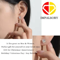 Princess Cut Moissanite Stud Earrings For Women Men, 18K White Gold Plated S925 Sterling Silver D Color VVS1 Clarity 0.3ct-3ct Lab Created Diamond Earrings Promise Birthday Christmas Gift -Xmas Mart Sales 71cC8KzPlsL. AC UL1500