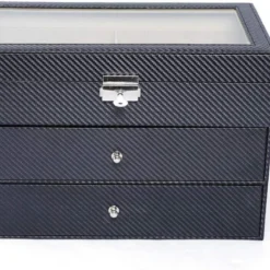 3 Layers Carbon Fiber Sunglasses Storage Box 18 Grids Eyewear Display Holder With Transparent Glass Cover On Top Eyeglasses Organizer Case Drawer Lockable Case Ideas For Halloween And Christmas Gifts -Xmas Mart Sales 71cLH1XQL. AC UL1000