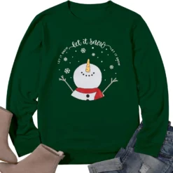 LUKYCILD Ugly Christmas Sweater For Women Christmas Long Sleeve Shirts For Women Snowman Shirt -Xmas Mart Sales 71cM02YqPL. AC UL1500