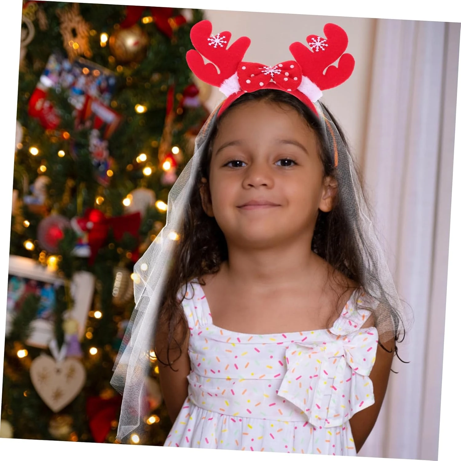 FOMIYES 1 Set Veil Bow Bride Hair Piece Girls Headband Bridal Veils For Wedding Reindeer Costume Headdress Antler Hairband Xmas Headband For Girls Mesh Christmas Girls Veil Headpiece Ear 7 FOMIYES 1 Set Veil Bow Bride Hair Piece Girls Headband Bridal Veils For Wedding Reindeer Costume Headdress Antler Hairband Xmas Headband For Girls Mesh Christmas Girls Veil Headpiece Ear - Image 5