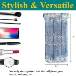 Glasses Pouch Eyeglasses Case - Christmas Blue Wooden Snowflake Squeeze Top Sunglasses Pouch Portable Leather Soft Eyewear Case For Women Men -Xmas Mart Sales 71dqEn3htL. AC UL1200