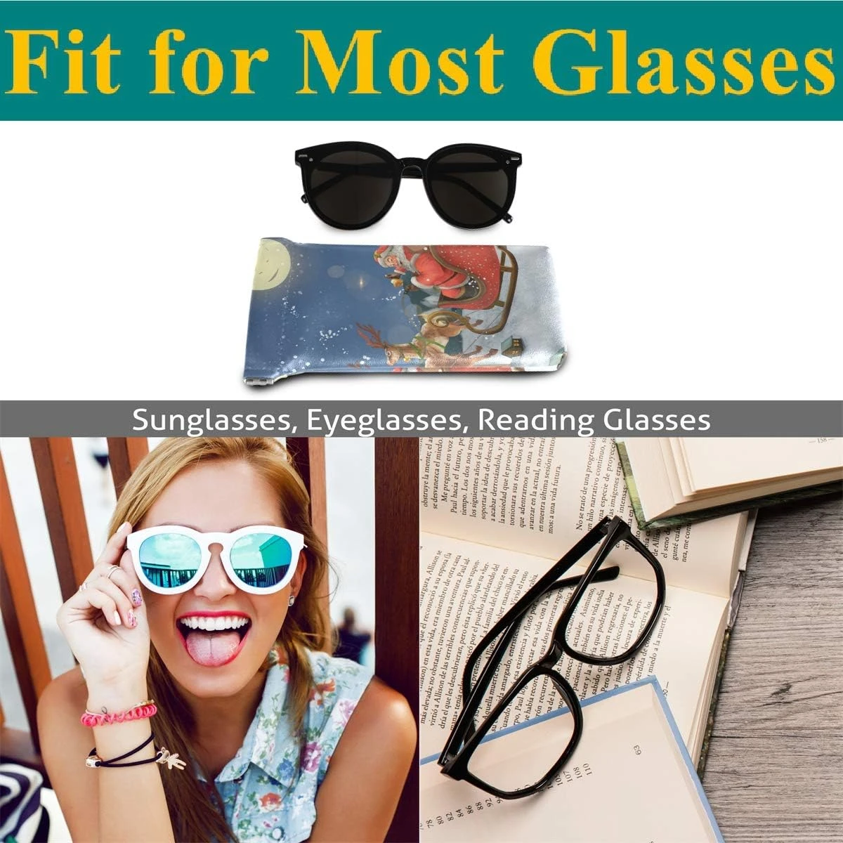 Glasses Pouch Eyeglasses Case - Santa Claus Merry Christmas Squeeze Top Sunglasses Pouch Portable Anti-Scratch Eyeglasses Bag For Women Men 7 Glasses Pouch Eyeglasses Case - Santa Claus Merry Christmas Squeeze Top Sunglasses Pouch Portable Anti-Scratch Eyeglasses Bag For Women Men - Image 5