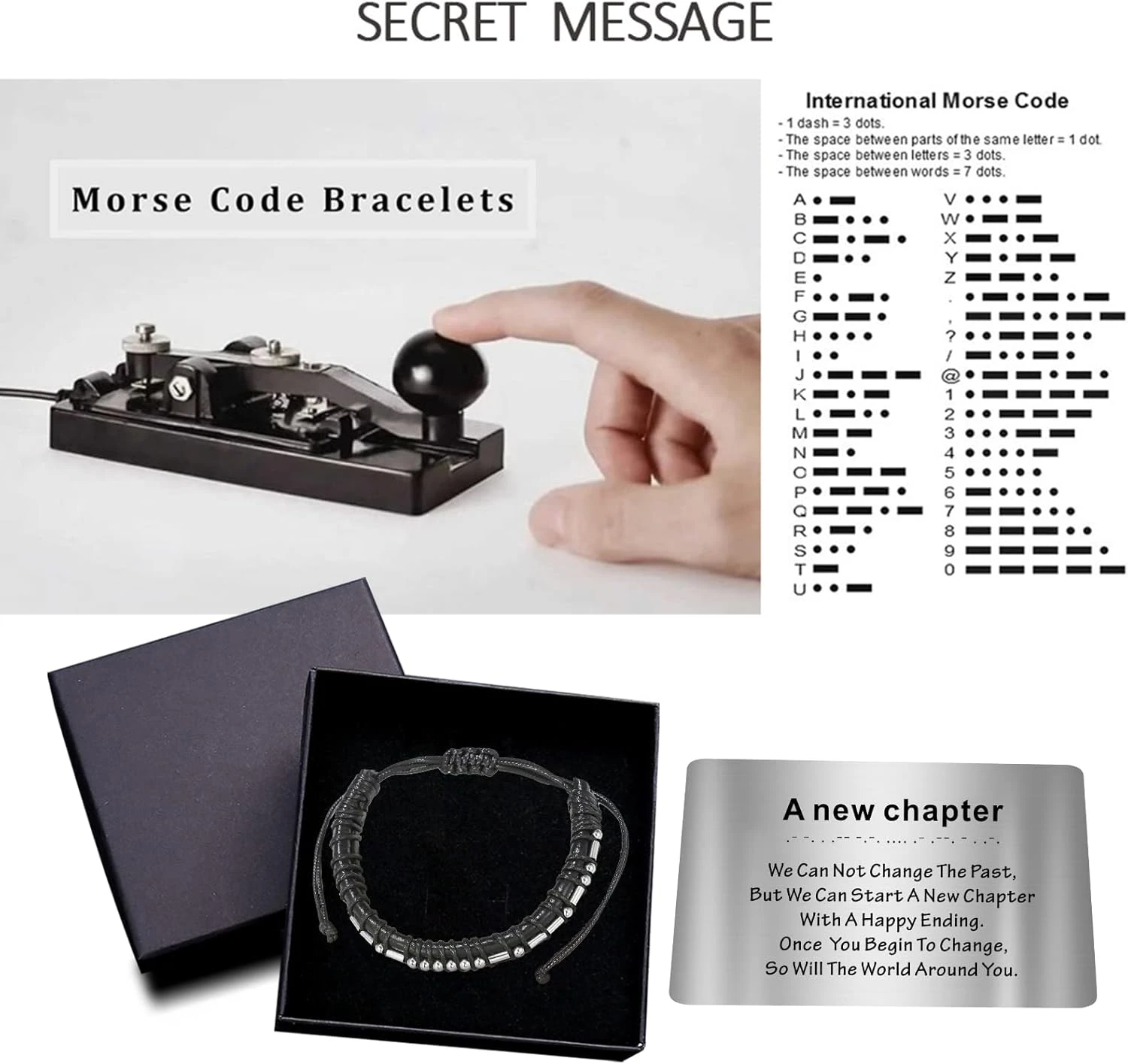 TOLOWOBK Inspirational Gifts For Men Morse Code Bracelets, Leather Bracelet For Mens Sobriety Gifts With Wallet Card, Unique Birthday Christmas Gifts For Him Men Dad Son Husband Black Cuff Bangle 7 TOLOWOBK Inspirational Gifts For Men Morse Code Bracelets, Leather Bracelet For Mens Sobriety Gifts With Wallet Card, Unique Birthday Christmas Gifts For Him Men Dad Son Husband Black Cuff Bangle - Image 5