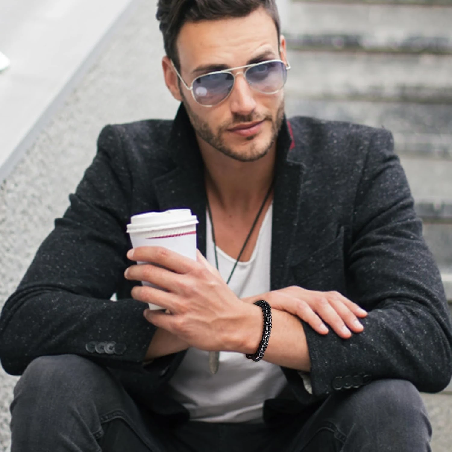 TOLOWOBK Inspirational Gifts For Men Morse Code Bracelets, Leather Bracelet For Mens Sobriety Gifts With Wallet Card, Unique Birthday Christmas Gifts For Him Men Dad Son Husband Black Cuff Bangle 10 TOLOWOBK Inspirational Gifts For Men Morse Code Bracelets, Leather Bracelet For Mens Sobriety Gifts With Wallet Card, Unique Birthday Christmas Gifts For Him Men Dad Son Husband Black Cuff Bangle - Image 8