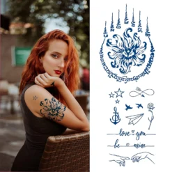 CUTELIILI Semi Permanent Tattoos For Women Girls,Temporary Tattoo Flowers Waterproof & Long-Lasting 1-2 Weeks, Dark Blue Realistic Fake Tattoos Christmas Gift -Xmas Mart Sales 71eut0ImUNS. SL1500