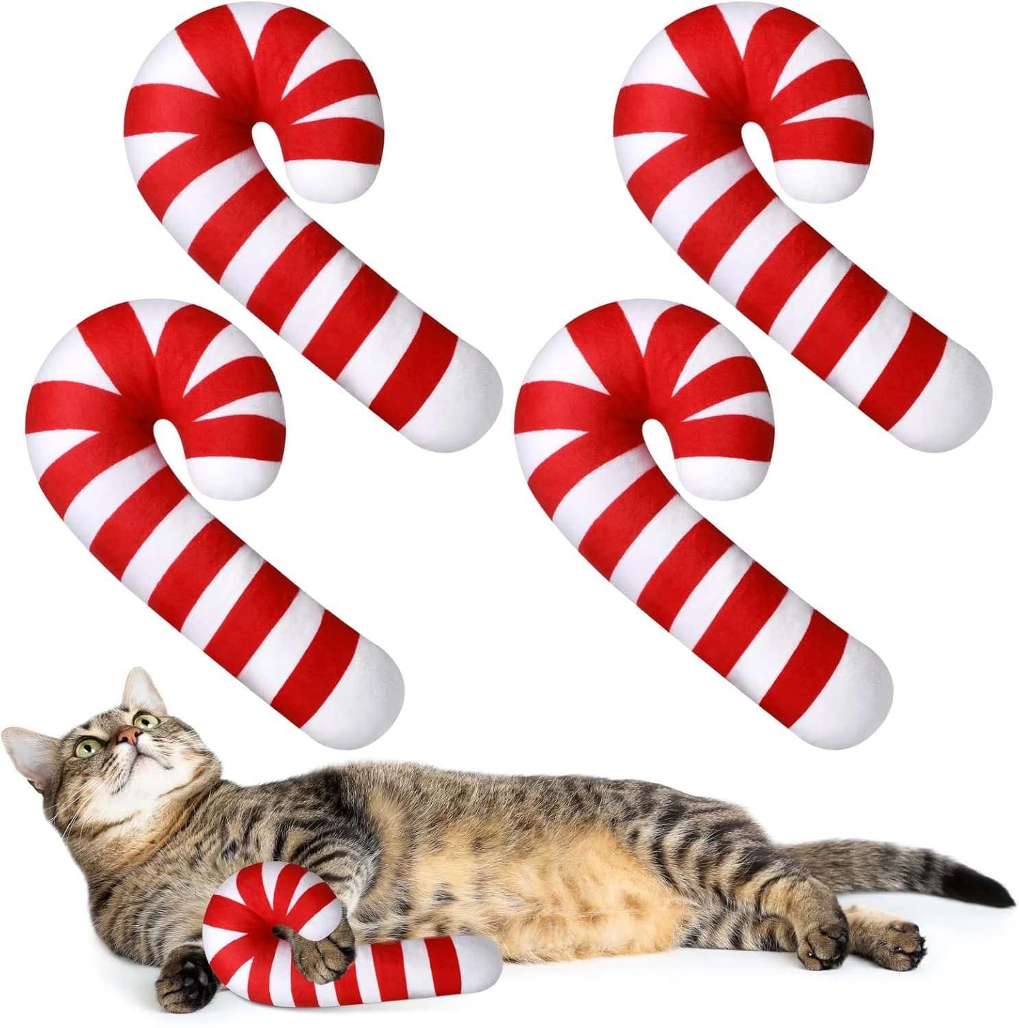 Jenaai 4 Pcs Christmas Catnip Cat Toys, Candy Cane Cat Chew Toy Bite Resistant Catnip Toys For Cats, Catnip Filled Cat Soft Interactive Teething Toy Durable Cat Pillow Gift For Indoor Cat, Kittens 3 Jenaai 4 Pcs Christmas Catnip Cat Toys, Candy Cane Cat Chew Toy Bite Resistant Catnip Toys For Cats, Catnip Filled Cat Soft Interactive Teething Toy Durable Cat Pillow Gift For Indoor Cat, Kittens