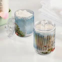Kigai Clear Bathroom Container, Christmas Pattern Cotton Swab Ball Cans, Clear Plastic Acrylic Jar For Cotton Swabs, Cotton Balls, Dental Floss, Bath Salts, 4 Pack Of 13.6 OZ -Xmas Mart Sales 71fltpO8gSL. AC SL1500