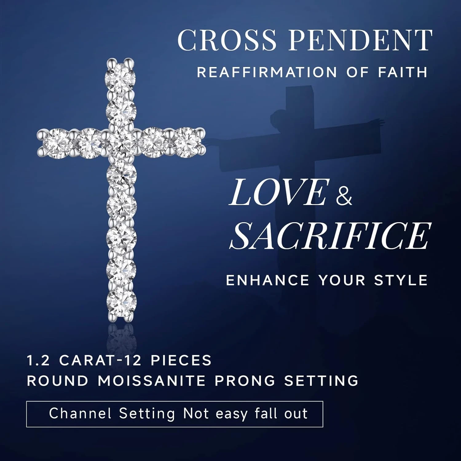 MomentWish Cross Necklace Silver, Christian Gifts For Women Men, Moissanite Necklace For Him, 925 Sterling Silver Cross Necklace Birthday Fathers Day Christmas Gifts 5 MomentWish Cross Necklace Silver, Christian Gifts For Women Men, Moissanite Necklace For Him, 925 Sterling Silver Cross Necklace Birthday Fathers Day Christmas Gifts - Image 3