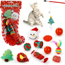 Dorakitten Christmas 12 PCS Cat Toys Cats Chew Plush Catnip Toy Pet Nip Mouse Ball Fish Interactive Pets Kitten Treats Teething Stocking Pack Best Stuffed Play Accessories For Indoor Kitty