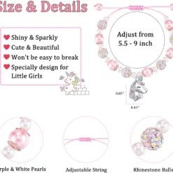 HGDEER Little Girls Unicorn Bracelet For Daughter/Granddaughter/Niece | Pink Pearl And Rhinestone Balls Bracelet | Adjustable Length | Suitable For Christmas And Birthday Gifts -Xmas Mart Sales 71hprsICtL. AC UL1500