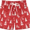 Christmas Tree Hohoho Boys Swim Trunks Toddler Beach Board Shorts Quick Dry Kids Swimwear Bathing Suits L