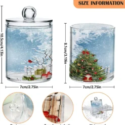 Kigai Clear Bathroom Container, Christmas Pattern Cotton Swab Ball Cans, Clear Plastic Acrylic Jar For Cotton Swabs, Cotton Balls, Dental Floss, Bath Salts, 4 Pack Of 13.6 OZ -Xmas Mart Sales 71iuKxQTppL. AC SL1500