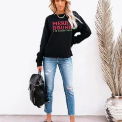KIDDAD Merry Christmas Sweatshirt Women I'm Christmas Shirt Funny Letter Print Sweater Casual Fall Long Sleeve Tops -Xmas Mart Sales 71jHh2XUxpL. AC UL1280
