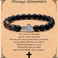 Cross Bracelet Gifts For Son, Grandson, Dad, Husband, Godfather, Men - Birthday Graduation Retirement Christmas Christian Gift For Teens Boys Men