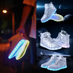 PYYIQI Led Light Up Shoes For Kids High Top Sneakers For Boys Girls Hip-Hop Dancing Shoes For Halloween Christmas Party With USB Charging -Xmas Mart Sales 71kMLgtMUYL. AC UL1500