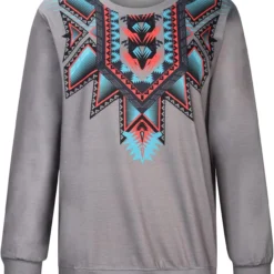 Mnhhatv Womens Aztec Geometric Graphic Sweatshirts Vintage Loose Long Sleeve Shirts Western Cowgirl Tops Christmas Plus Size -Xmas Mart Sales 71kdZ046bL. AC UL1500