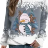 GENERIC Womens Christmas Sweatshirt Print Casual Long Sleeve Round Neck Loose Pullovers Soft Comfy Fall Sweatshirts For Women
