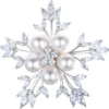 EleQueen Women's Silver-Tone CZ Simulated Pearl Winter Snowflake Christmas Brooch Pin Ivory Color -Xmas Mart Sales 71kntVNWwLL. AC UL1500