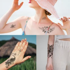 Aresvns Black Flower Realistic Temporary Tattoo For Women 250 Pcs,Waterproof Sexy Floral Fake Tattoos That Look Real And Last Long For All Ages Christmas Gift -Xmas Mart Sales 71kuph1zIRL. SL1500