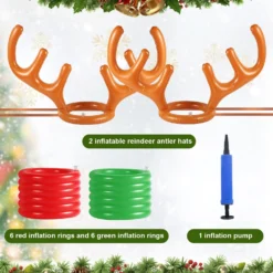 2pcs Inflatable Antlers, With 12pcs Inflatable Reindeer Ring For Toss And 1 Inflator Inflatable Reindeer Antler Game Funny Reindeer Antler Hat For Games, Christmas, Party -Xmas Mart Sales 71lhstAyqL. AC SL1500