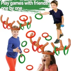KOSIMI 4 Set Inflatable Reindeer Antlers Ring Throw Game Christmas Party Games Ring Hook Game For Kids Adults Family Indoor Outdoor Carnival Xmas Games (4 Antlers 16 Rings) -Xmas Mart Sales 71ljR d3KL. AC SL1001