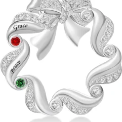 Personalized Brooch Pins With 1-6 Birthstones & Names Custom Brooches For Women Fashion Gift Mother Family Brooch For Anniversary Birthday Christmas