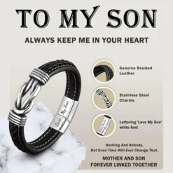 HNLUGF Leather Bracelet For Men Boy, Braided Leather Bracelets With Stainless Steel Magnetic Closure Black Bangle Wristband Christmas Back To School Graduation Birthday Gifts For Son -Xmas Mart Sales 71mKekVCKvL. AC UL1500
