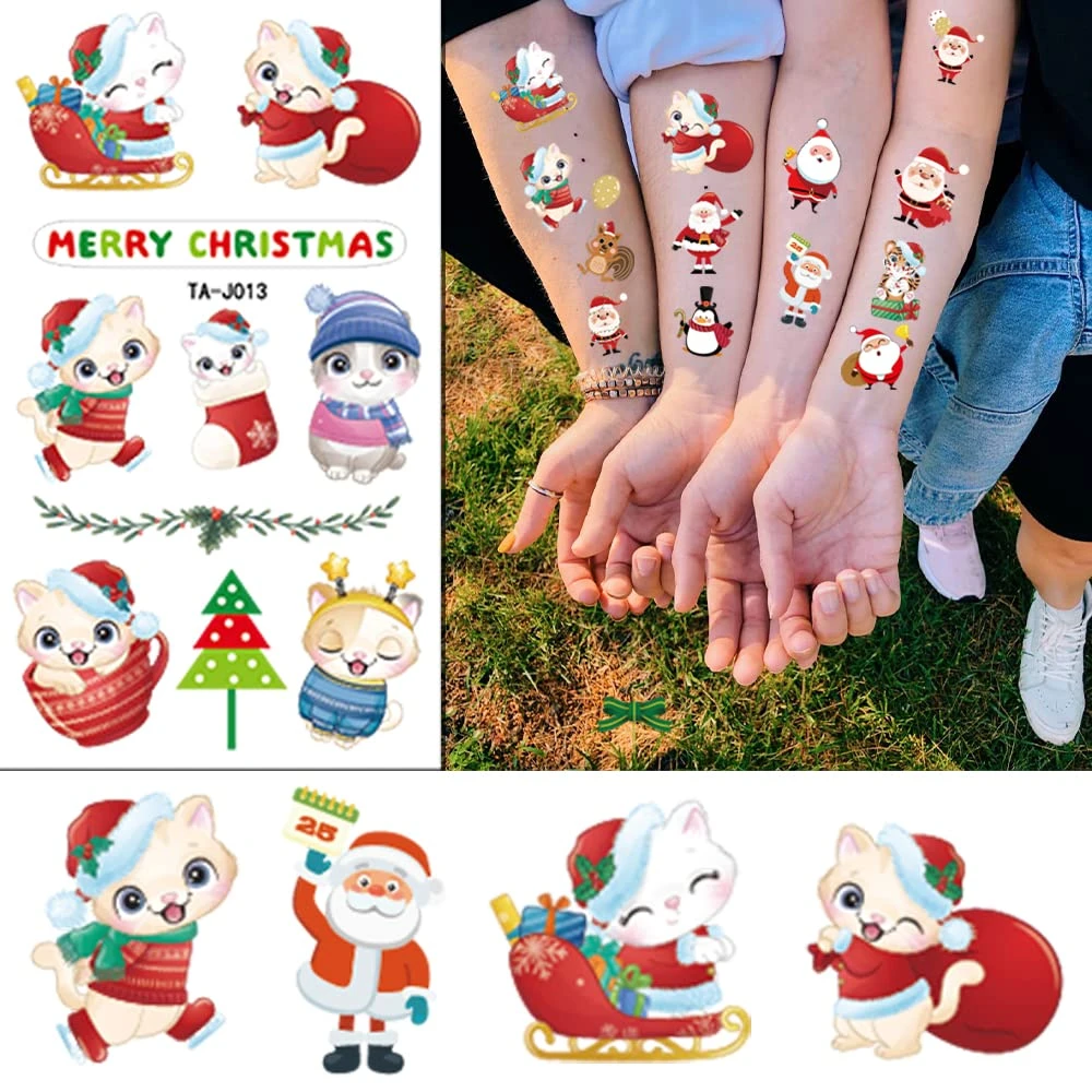 Christmas Temporary Tattoo Santa Claus Kids Tattoo Stickers 116 Pieces Waterproof Reindeer Candy Tree Socks Fake Tattoos Decoration For Girls Christmas Gift Makeup Party Face Body Tattoo Accessories 8 Christmas Temporary Tattoo Santa Claus Kids Tattoo Stickers 116 Pieces Waterproof Reindeer Candy Tree Socks Fake Tattoos Decoration For Girls Christmas Gift Makeup Party Face Body Tattoo Accessories - Image 6