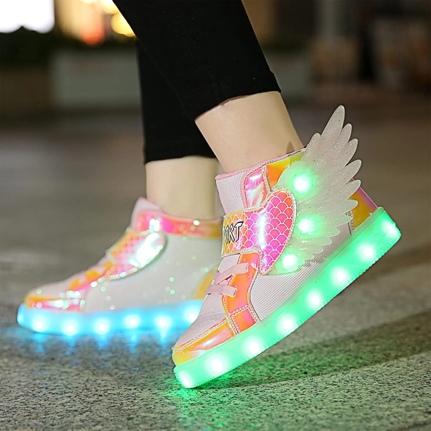 BFOEL Kids Light Up Shoes LED USB Charging Flashing High-top Wings Sneakers Boys Girls Trainers For Festivals Halloween Christmas New Year Party Great Gift 8 BFOEL Kids Light Up Shoes LED USB Charging Flashing High-top Wings Sneakers Boys Girls Trainers For Festivals Halloween Christmas New Year Party Great Gift - Image 6
