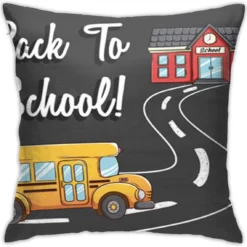 SXboxing Decorative Throw Pillow Covers 18x18 Inches，Christmas Square Throw Pillow Cases For Sofa Bedroom Car School Bus Going To Using Colorin