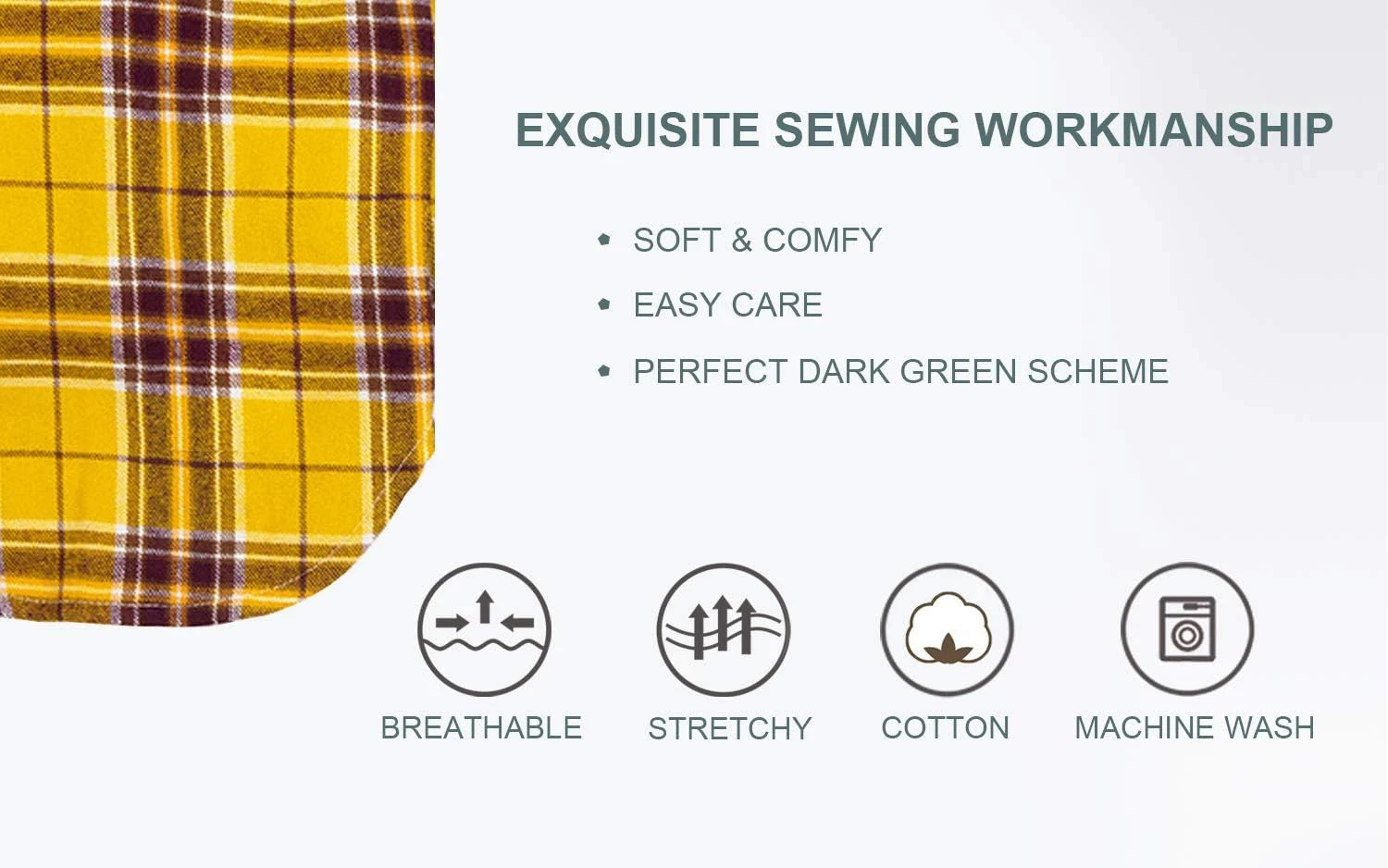 HOODDEAL Dog Shirts Lovely Cozy Striped Plaid Cotton Pet Clothes Breathable Strechy Christmas Costumes For Puppy Cat (L, Yellow) 5 HOODDEAL Dog Shirts Lovely Cozy Striped Plaid Cotton Pet Clothes Breathable Strechy Christmas Costumes For Puppy Cat (L, Yellow) - Image 3