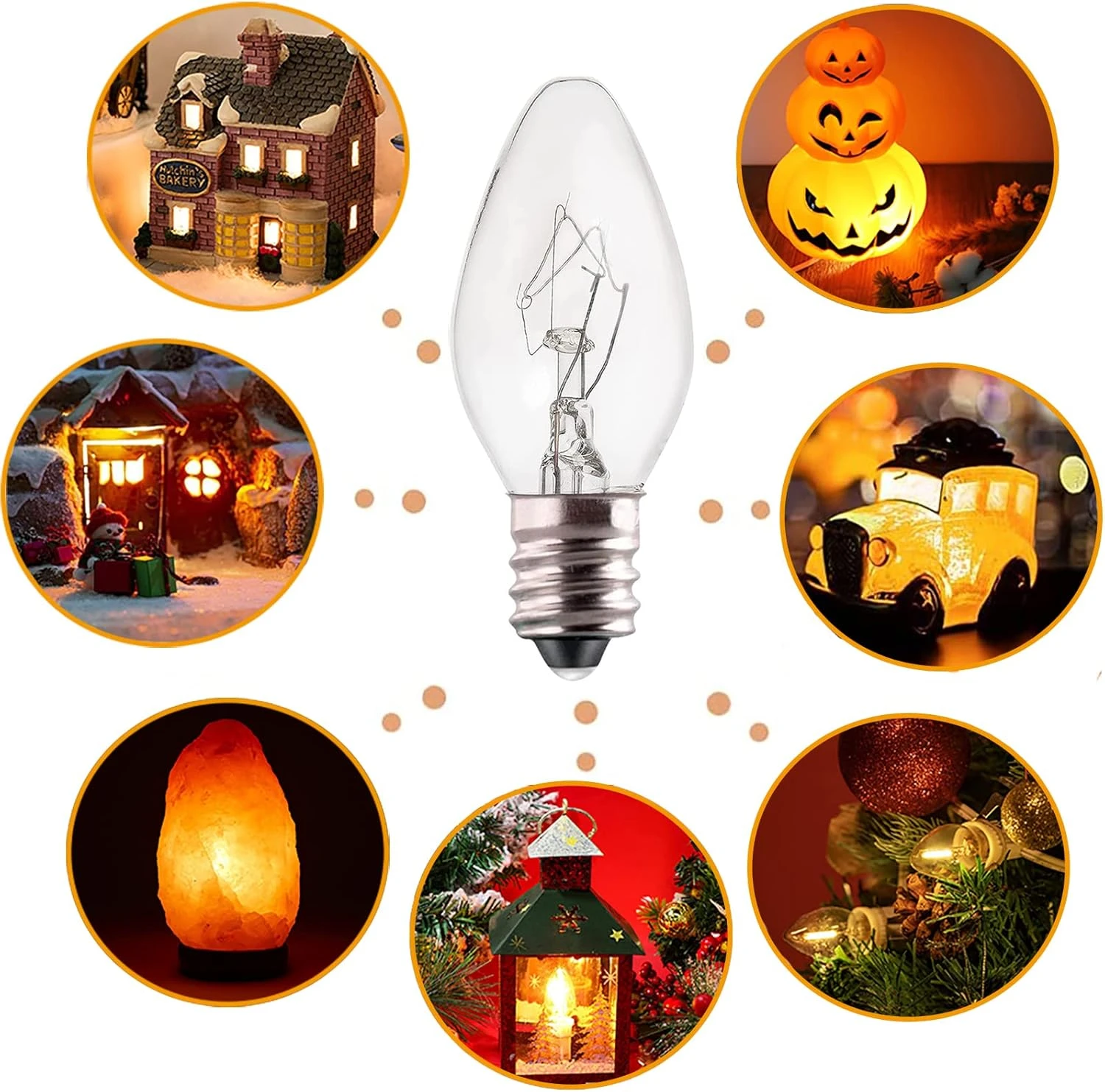 6Ft C7 Indoor Patio String Lights With C7 Candle Light Bulb Christmas Village Accessories 5W Cord With Light Bulbs ForIndoor/Outdoor Lights For Patio Garden Backyard Bistro Gazebo (2 Pack) 6 6Ft C7 Indoor Patio String Lights With C7 Candle Light Bulb Christmas Village Accessories 5W Cord With Light Bulbs ForIndoor/Outdoor Lights For Patio Garden Backyard Bistro Gazebo (2 Pack) - Image 4
