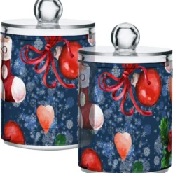 Kigai Clear Bathroom Container, Christmas Stocking Cotton Swab Ball Cans, Clear Plastic Acrylic Jar For Cotton Swabs, Cotton Balls, Dental Floss, Bath Salts, 4 Pack Of 13.6 OZ