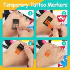 Temporary Tattoo Body Markers For Skin With 10 Tattoo Pen And 4 Tattoo Stencils Tattoo Kit Tattoo Markers For Teen Girls Boys Adult Kids Fancy Dress Christmas Gifts -Xmas Mart Sales 71o5xxvwMuL. SL1500