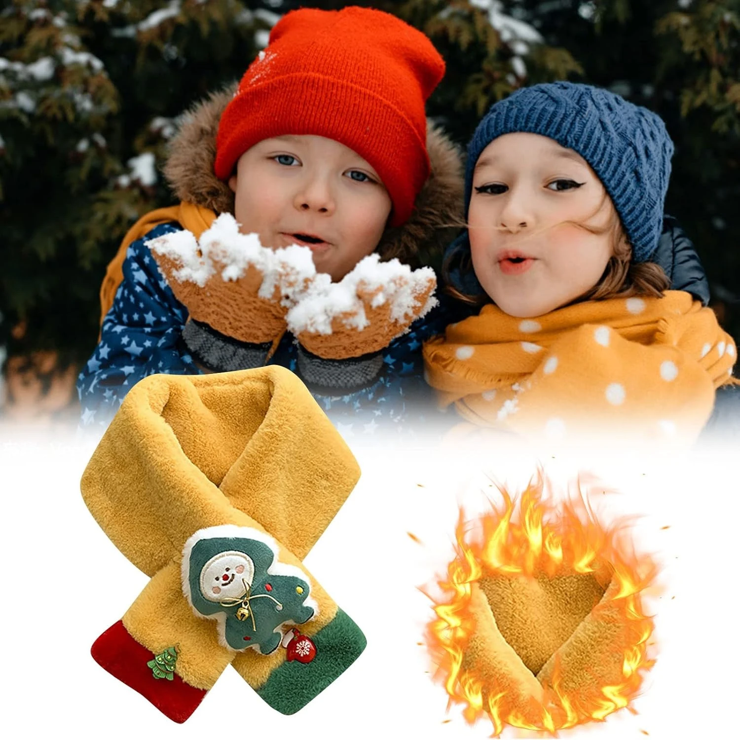 FOUTTUE Winter Christmas Plush Shawl Scarf Christmas Ornaments For Children Kids Cowl 4 FOUTTUE Winter Christmas Plush Shawl Scarf Christmas Ornaments For Children Kids Cowl - Image 2