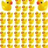 100 Pieces Mini Resin Duck Charms Miniature Duck Figures Tiny Duck Ornament Micro Fairy Garden Landscape Aquarium Dollhouse Decor For Christmas Accessories (Yellow)