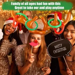 Inflatable Reindeer Antler Toss Headband Game Christmas Toy, For Kids Adults Family Christmas Party Favors Outdoor Indoor Ring Toss Xmas Games, 2 Antlers & 10 Rings & 1 Air Pump -Xmas Mart Sales 71pfHHLGTUL. AC SL1001